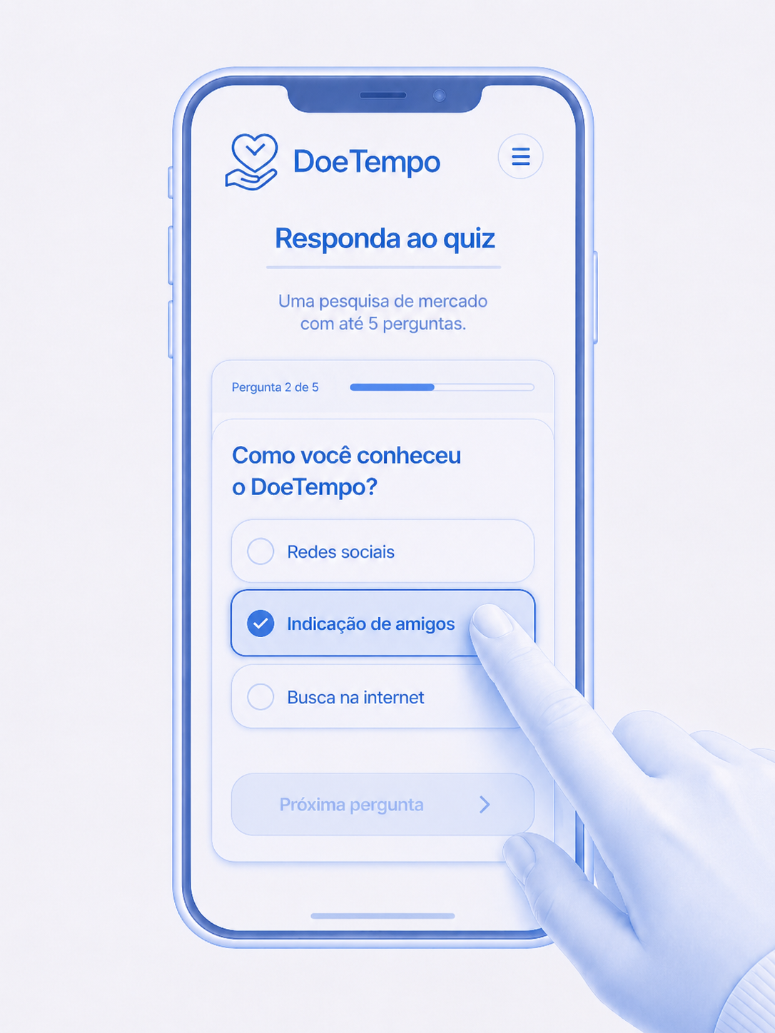 Responda ao quiz de pesquisa de mercado
